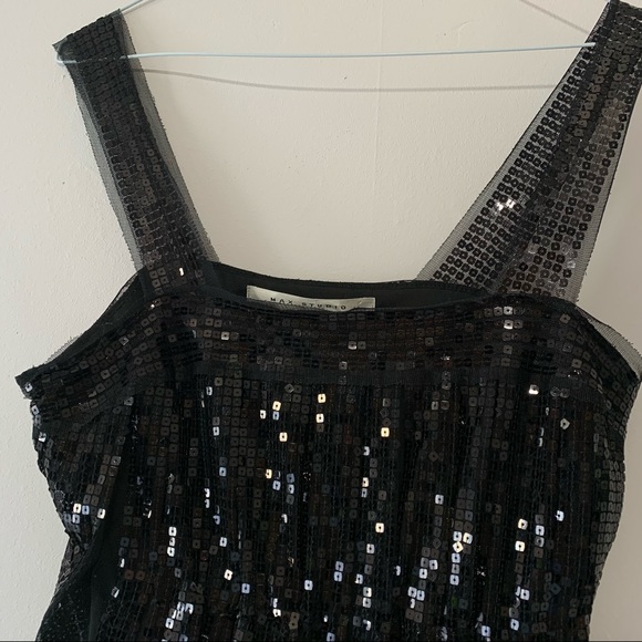 🧡3/$30 Max Studio Black Sequins Top | Size Medium - Picture 4 of 6
